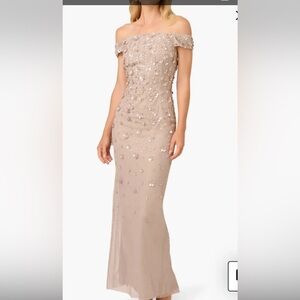 Adrianna Papell Off-Shoulder Embellished Maxi Dress